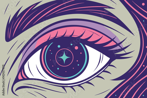 Digital Illustration of a Realistic CloseUp Human Eye
