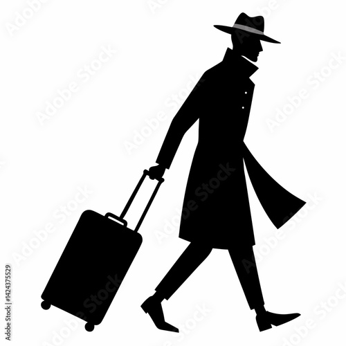 silhouette of a woman with suitcase