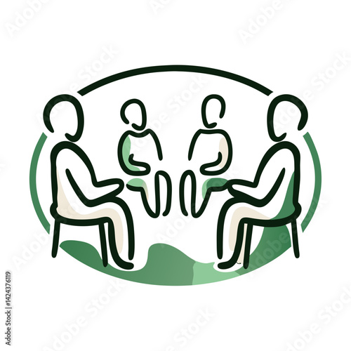 Group therapy session with participants in a discussion setting  
