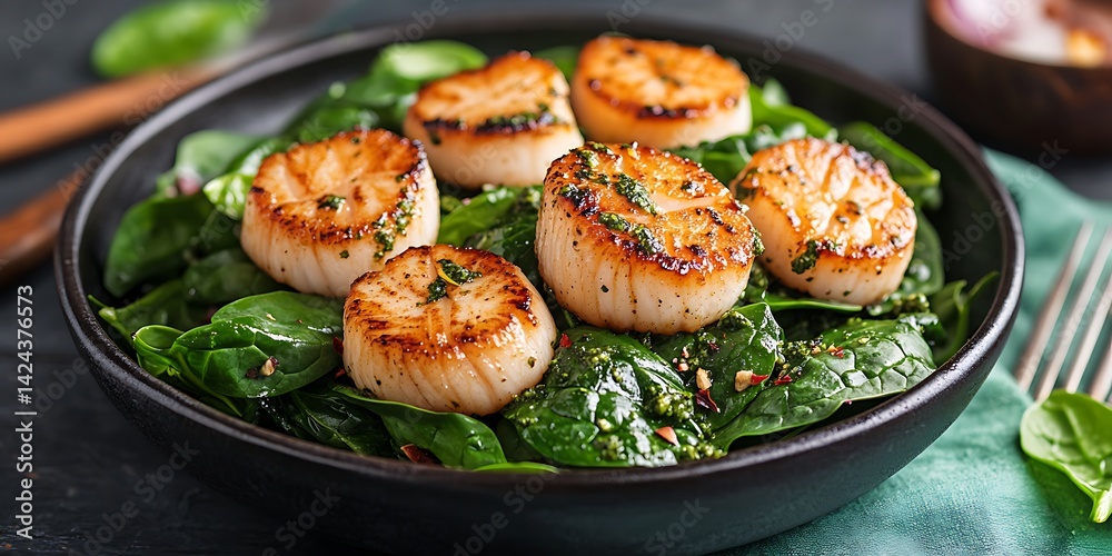 Seared Scallops Spinach Salad. (2) Seared Scallops Spinach Salad. (2)