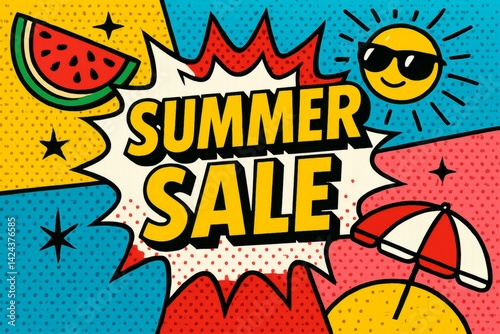 Bright and Colorful Summer Sale Design Featuring Watermelon and Pineapple