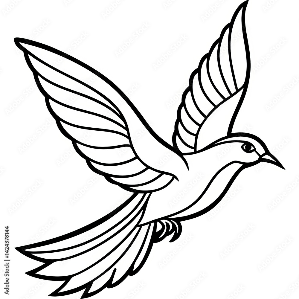 Obraz premium Minimalist Flying Bird Line Art