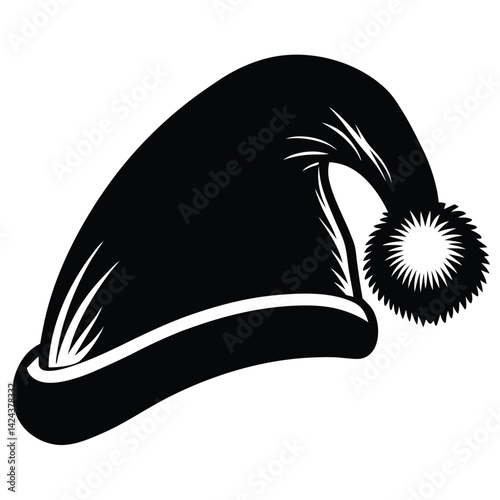 Black and White Santa Hat Illustration Design Element