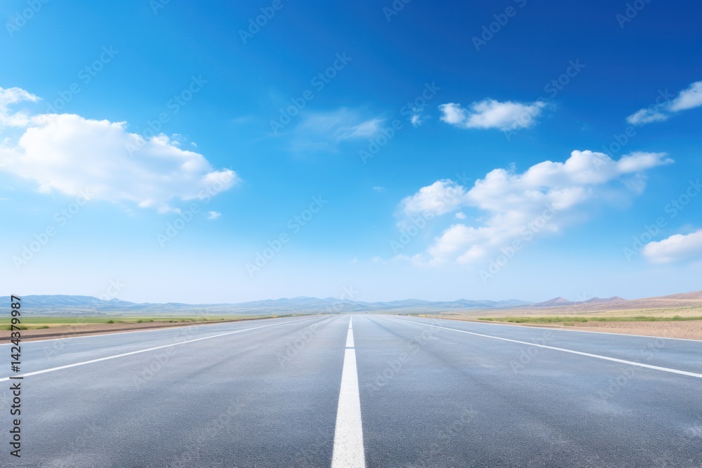 Naklejka premium freshly paved asphalt road stretching into the distance with a smooth surface