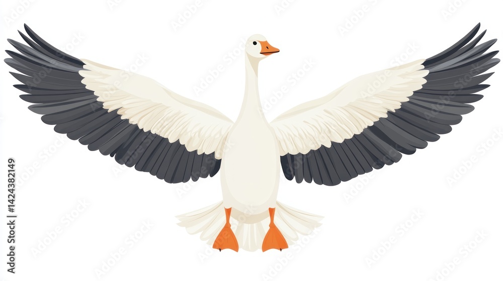 Obraz premium White goose with outstretched wings