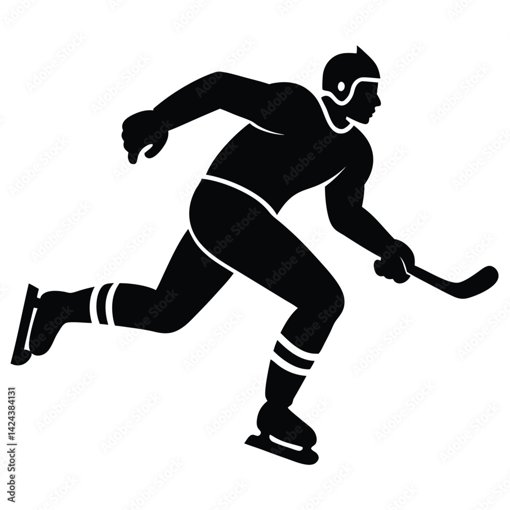 Fototapeta premium Hockey Player Skating Fast Down Ice
