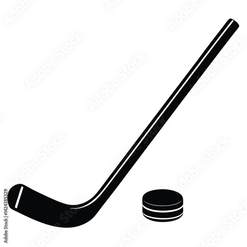 Canvas Print Close Up of Hockey Stick and Puck