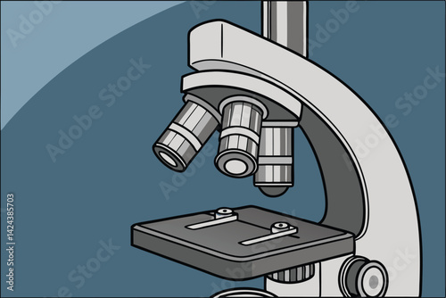 High Resolution Photo of a Modern Scientific Microscope for Laboratory Use