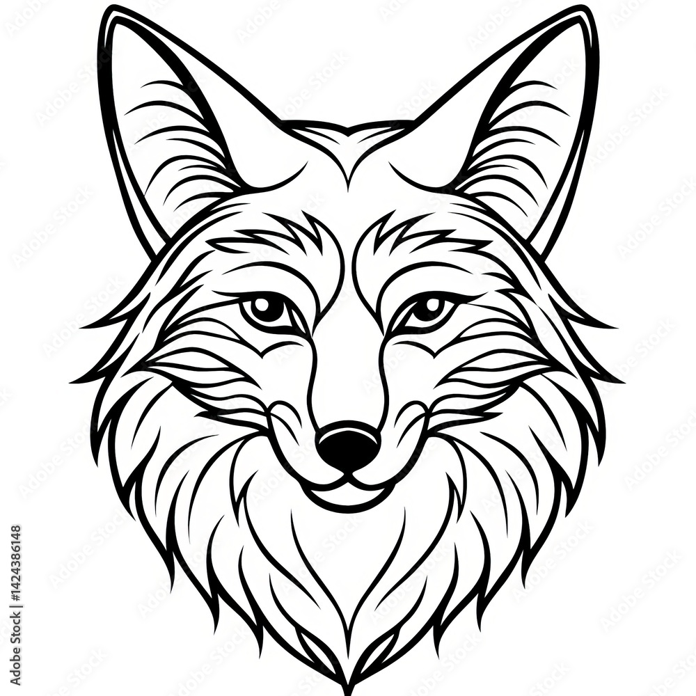 Fototapeta premium Cute Fox Line Art Illustration