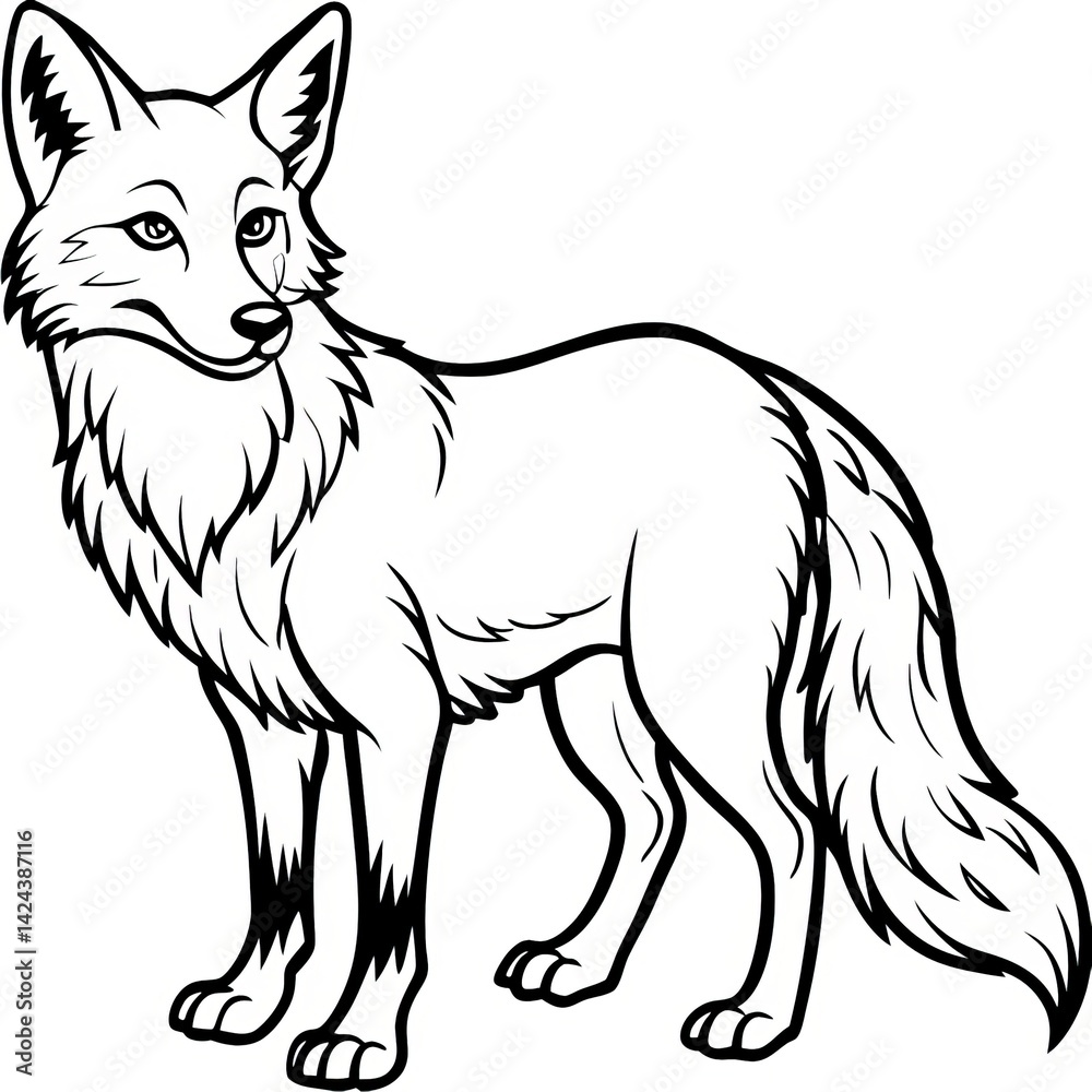 Obraz premium Cute Fox Line Art Illustration