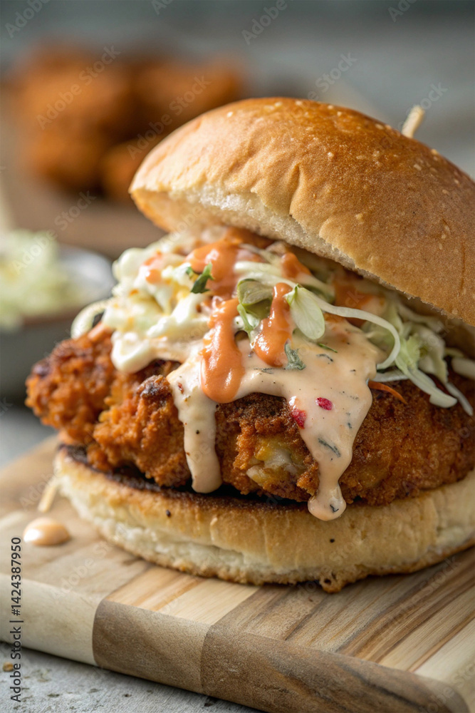 A massive, mouthwatering burger stacked with layers of flavorful ingredients. A feast for the eyes and taste buds, perfect for burger lovers and foodies A massive, mouthwatering burger stacked with layers of flavorful ingredients. A feast for the eyes and taste buds, perfect for burger lovers and foodies