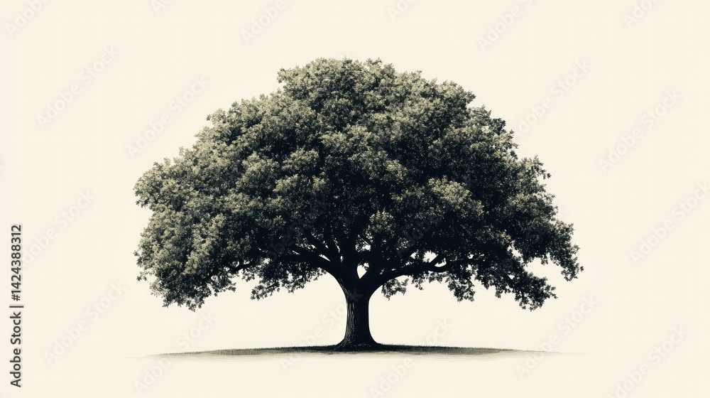 Fototapeta premium Majestic tree against a plain background