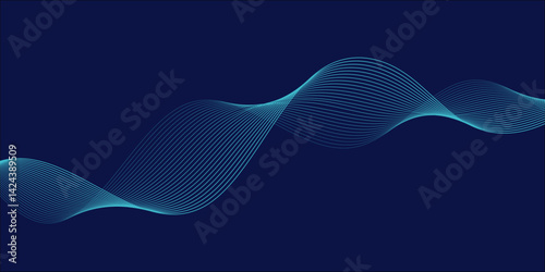 abstract colorful wave line background blue background.	