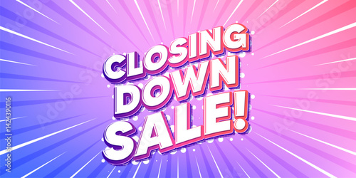 Closing down sale sun rays gradient banner. Light burst background. Closing down sale. Special offer price sign. Advertising discounts symbol. Gradient sun rays. Sunburst light. Vector