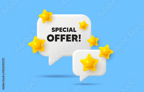 Obraz na płótnie Special offer chat speech bubble. Social media concept. Special offer tag. Sale sign. Advertising Discounts symbol. 3d stars chat bubble. Vector w salonie