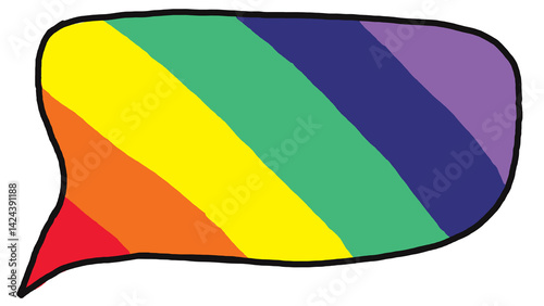 Lgbt rainbow color bubble speech on transparent background..