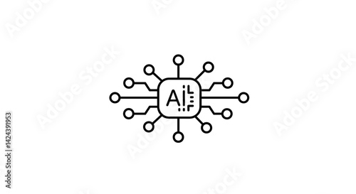 AI technology circuit design on white background