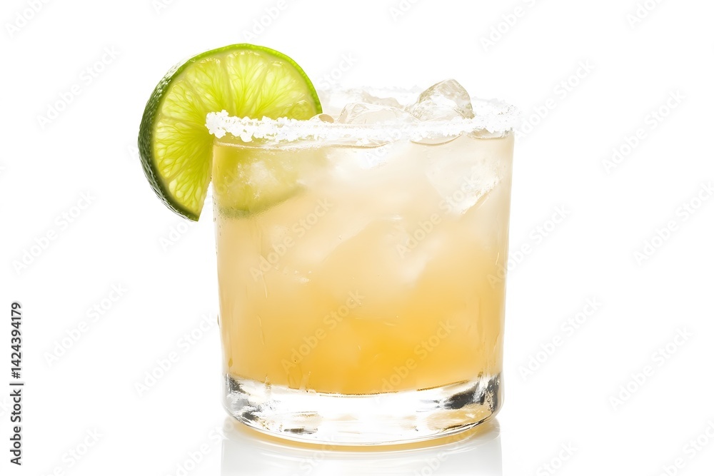Amber Tequila Drink with Salted Rim and Lime Wedge in Clean Presentation Amber Tequila Drink with Salted Rim and Lime Wedge in Clean Presentation
