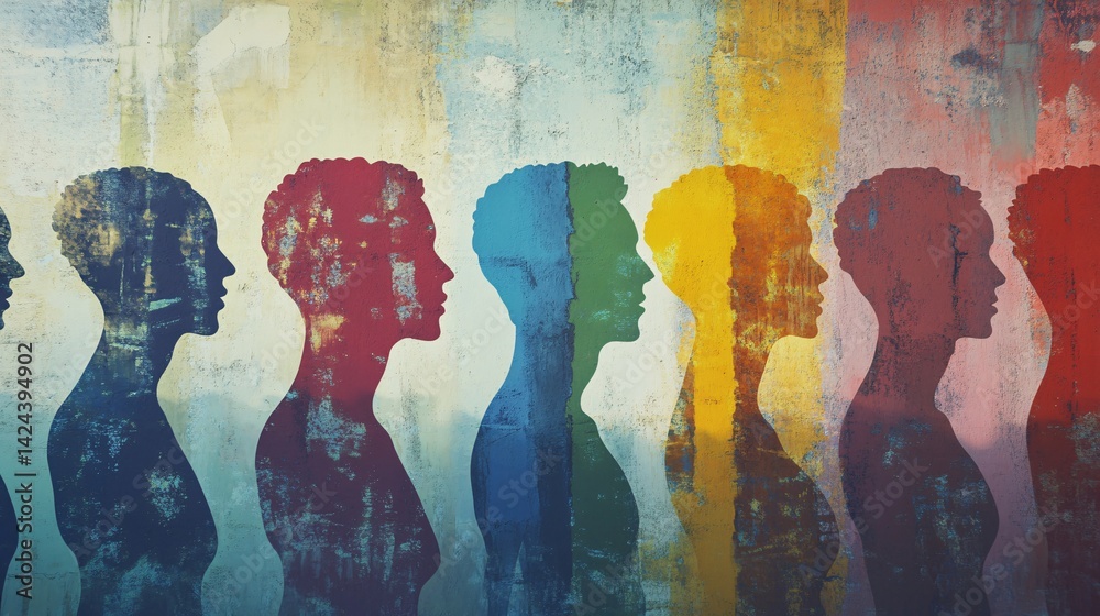 Fototapeta premium Different people standing together for equality and tolerance