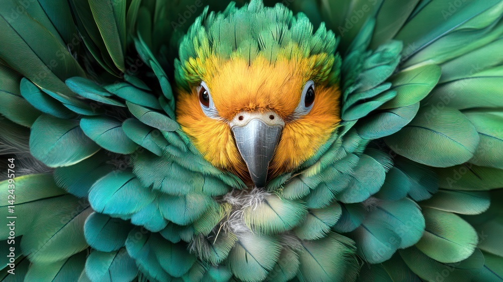 Fototapeta premium Close-up of parrot with vibrant plumage. Bird portrait
