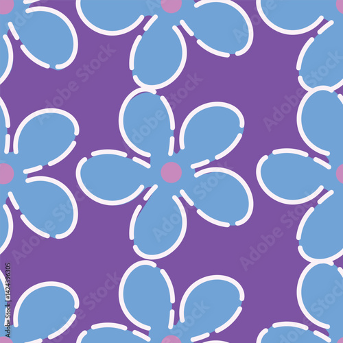Vintage seamless floral pattern. Liberty style background of small mauve and lilac flowers. Small flowers scattered over a white background. Stock for printing on surfaces