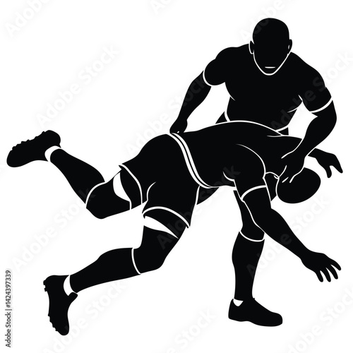 Rugby Player Tackling Opponent