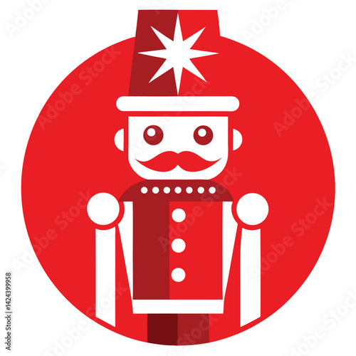 Red Nutcracker Soldier Icon Christmas Holiday Design