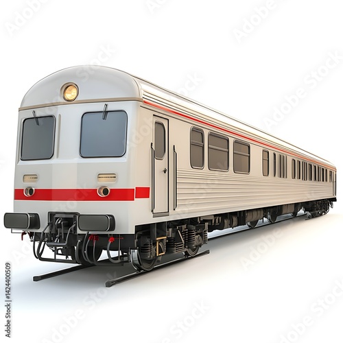 3D Visualization of a Luxury Sleeper Train, Isolated on White Background