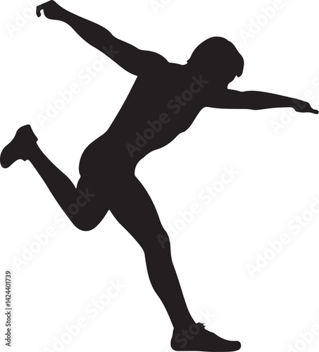 Silhouette of a person in motion, athletic runner profile