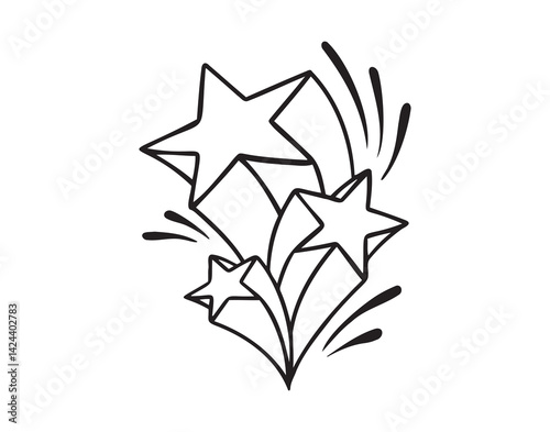 shooting stars icon doodle hand drawn. Outline shooting stars line drawing clipart symbol