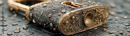 Ornate Lock on Dark Surface