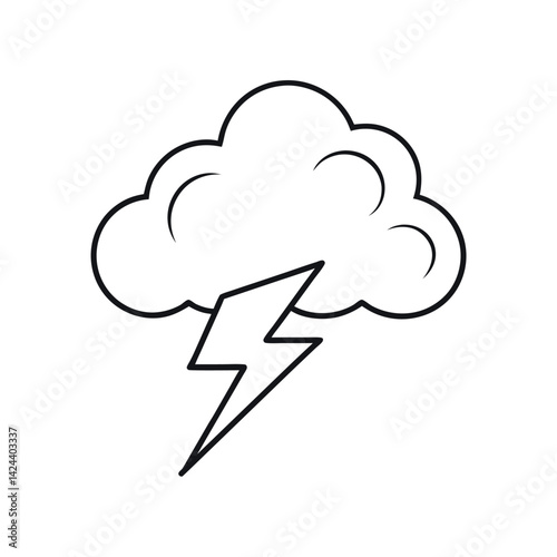 outline of thunderstorm with white background