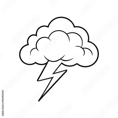 outline of thunderstorm with white background