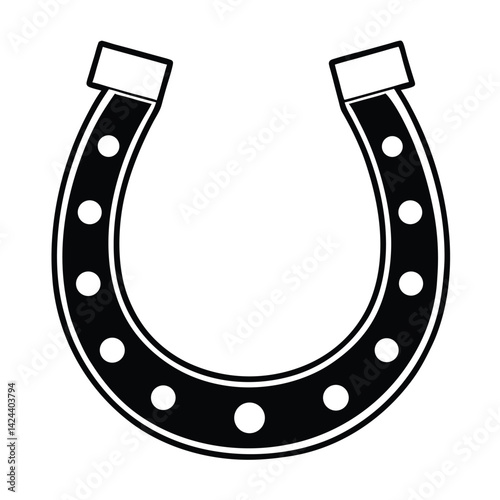 Horseshoe silhouette vector art and illustration, Solid Vector Icon for Horseshoe isolated on a white background