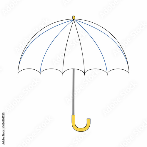 A simple, elegant white umbrella, ready to provide shelter from a sudden downpour, its clean lines and subtle blue accents promising protection on a breezy day.