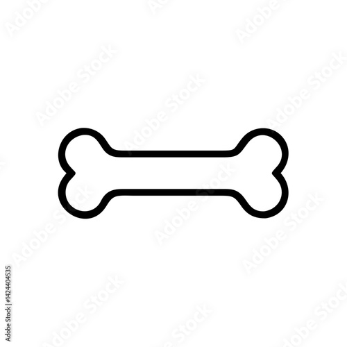 A simple line drawing of a dog bone, a classic symbol of canine joy and playful energy, rendered in bold black lines against a stark white background.