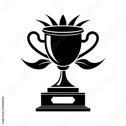 trophy black vector silhouette with white background