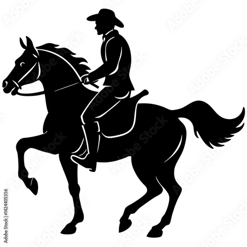 Vector art illustration of a man riding a moving horse