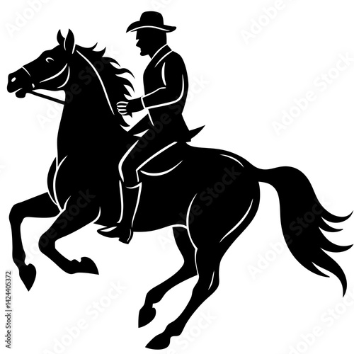 Vector art illustration of a man riding a moving horse