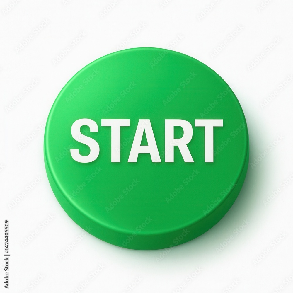 Green start button showing beginning of a process Green start button showing beginning of a process