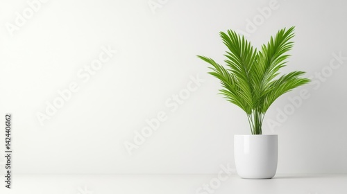 Minimalist indoor plant in a white pot against a white wall (6)
