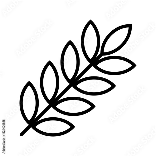 Carbohydrate icon. black outlined wheat grain symbol isolated on white background. 
