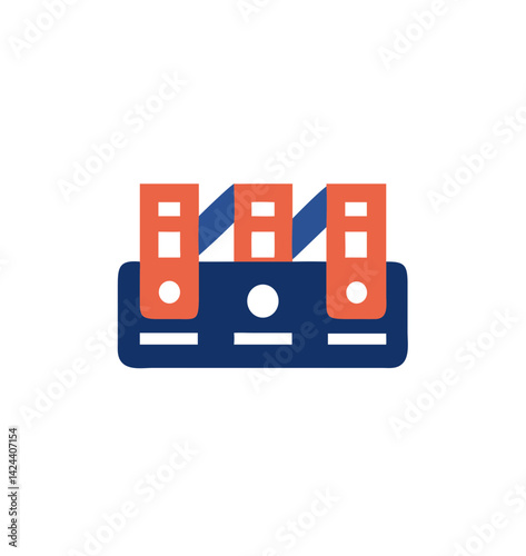 archive icon, Colorful File Organizers in Minimalist Style on White Background  