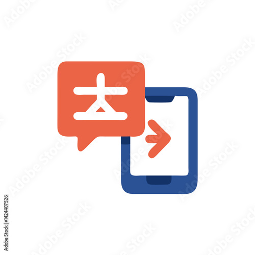 translate-message in Mobile Device with Communication Icons  