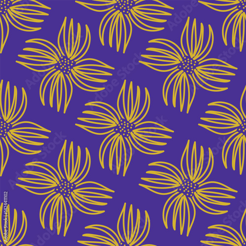 Vintage seamless floral pattern. Liberty style background of small mauve and lilac flowers. Small flowers scattered over a white background. Stock for printing on surfaces