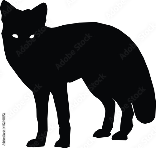 Fox Silhouette with Sharp Features, Ideal for Wildlife and Forest-Themed Designs