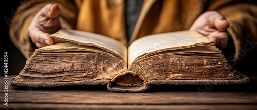 Open Book on Wooden Table (1)