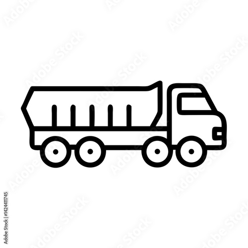 Grain Truck Outline Illustration on White Background, icon, vector  