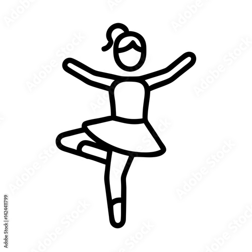 Ballerina dancing gracefully in a minimalist style, icon, vector  