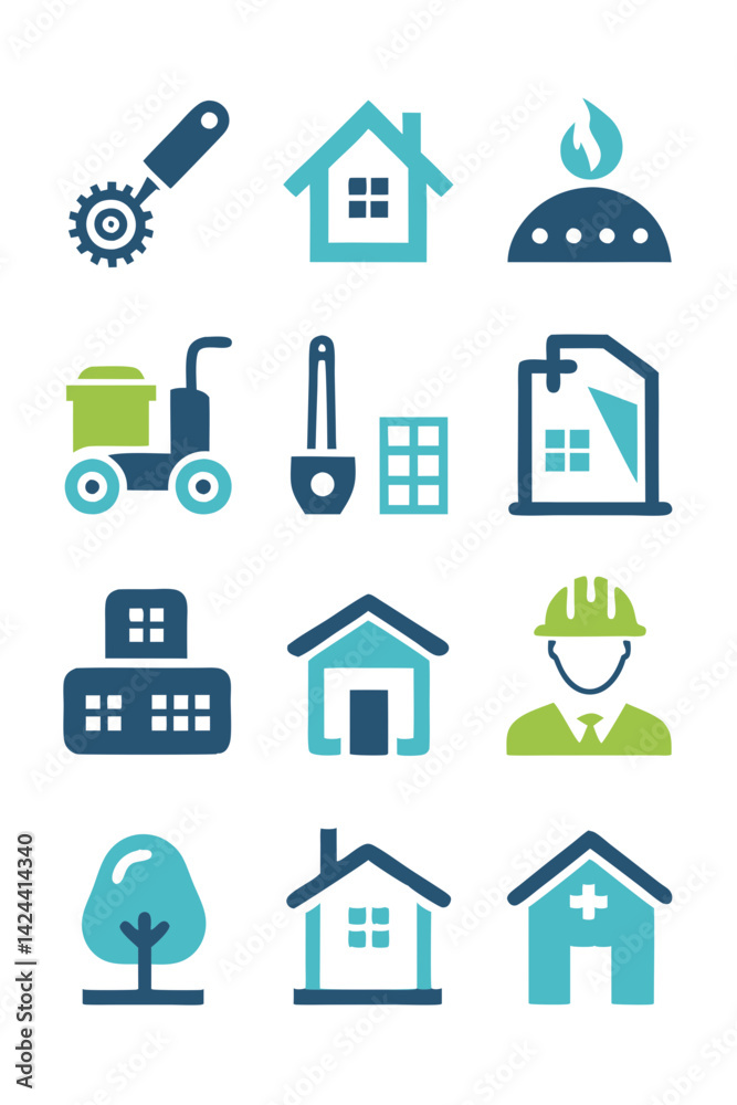 Vector Home and Construction Icon Set Illustration Vector Home and Construction Icon Set Illustration